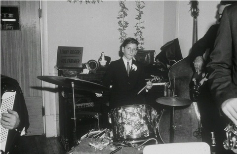 Barry Jekowsky playing drums at 8 years old